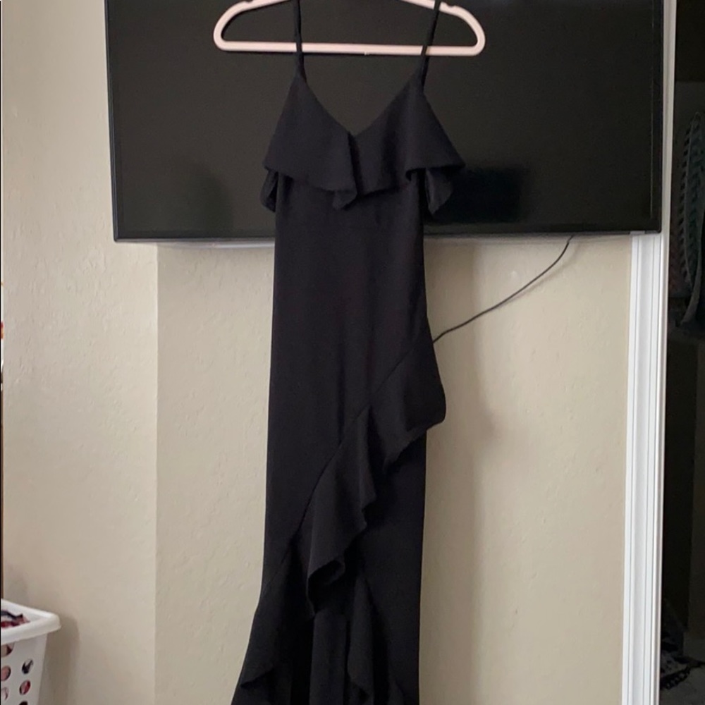 Long, Black, Asymmetrical Gown